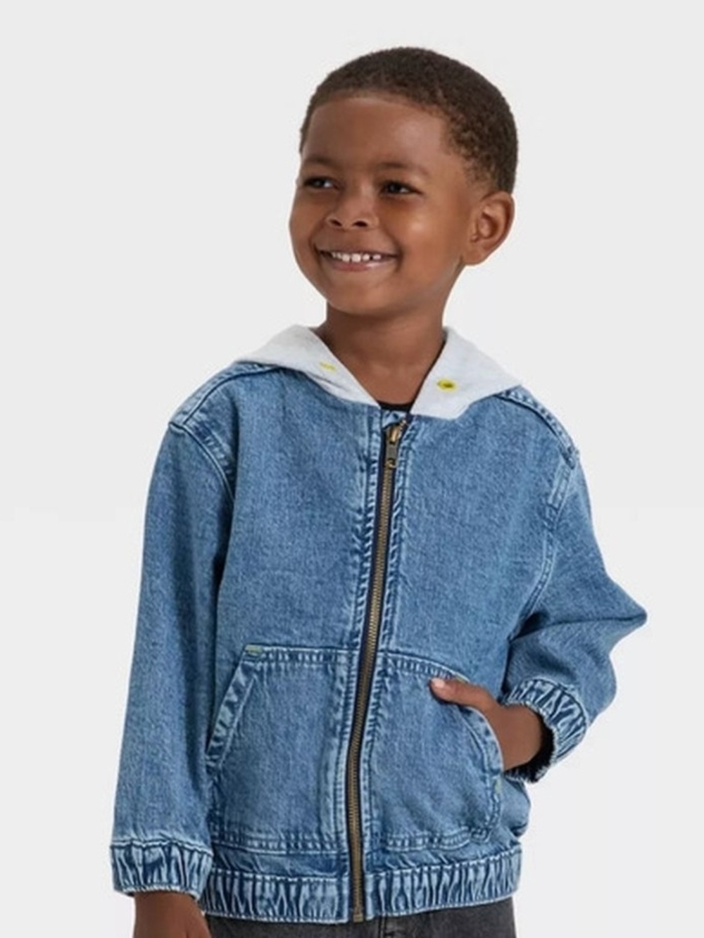 Cat & Jack Light Blue Denim Hooded Zip Jacket for Kids